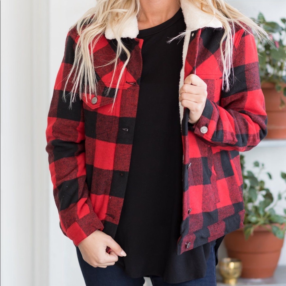 Buffalo Plaid Faux Fur lined jacket